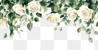 PNG Hanging white roses illustration art decoration.