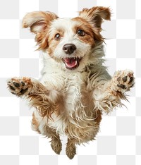 PNG A playful and energetic dog mid-air animal pet photography.