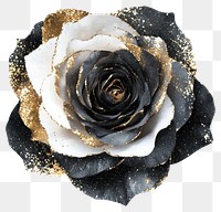 PNG Rose flower shape collage glitter black white.