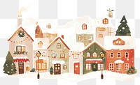 PNG Christmas town with houses christmas illustration decorations.