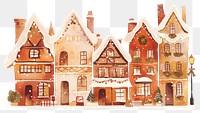 PNG Christmas town with houses illustration decoration atmosphere.