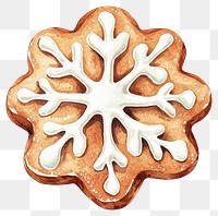 PNG Gingerbread snowflake cookie with icing dessert confectionery biscuit.