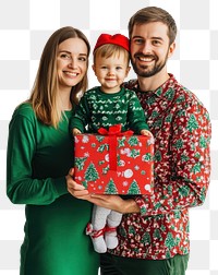 PNG Family holding christmas gifts portrait photo box.