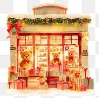 PNG Christmas storefront with decorations toy illustration christmas.