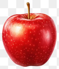 PNG Red Apple apple illustration realistic.