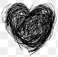 PNG Heart scribble abstract black white.