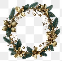 PNG A gold Christmas wreath illustration christmas green.