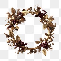 PNG A gold Christmas wreath christmas berries golden.