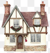 PNG Christmas English cottage house architecture illustration christmas.