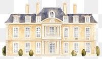 PNG French chateau architecture watercolor building.