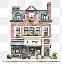 PNG American retail townhouse architecture illustration building.