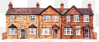 PNG English brick semi-detached houses architecture illustration neighborhood.