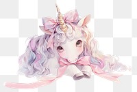 PNG Pastel coquette unicorn art illustration colors.