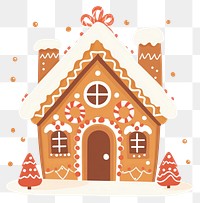 PNG Cute illustration of gingerbread house confectionery decoration whimsical.