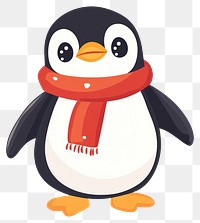 PNG Cute illustration of chubby Penguin with res scarf penguin winter animal.