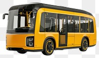 PNG Real short coach bus transportation vehicle yellow.