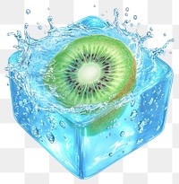 PNG Piece of kiwi fruit splash water blue.