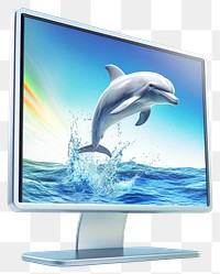 PNG Thick monitor screen falling dolphin display digital.