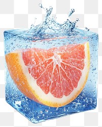 PNG Piece of grapefruit splash water blue.