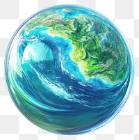 PNG Bright earth inside bubble illustration planet colors.