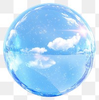 PNG Blue glossy bubble sphere sky transparent.