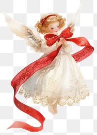 PNG Cute angel illustration watercolor christmas.