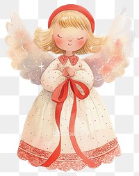 PNG Cute angel illustration watercolor ribbon.