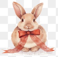 PNG Cute brown rabbit illustration watercolor animal.