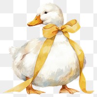 PNG Yellow coquette cute chubby white duck illustration watercolor animal.