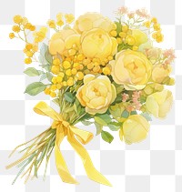 PNG Yellow coquette Rose bouquet art illustration watercolor.