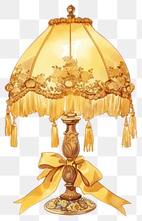 PNG Yellow coquette vintage lamp chandelier decoration lampshade.