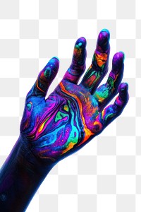 PNG Techno hand colorful vibrant.