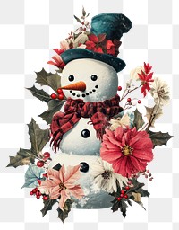 PNG Flower Collage Christmas Snowman snowman illustration christmas.