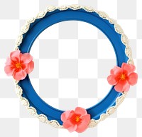 PNG Pastel color frame vintage flowers photo round.