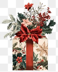 PNG Christmas Flower Collage gift box illustration christmas pattern.