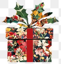 PNG Holly Flower Collage gift box christmas decoration botanical.