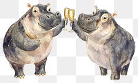 PNG 2 hippo hippos illustration watercolor.