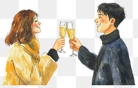 PNG Couples illustration celebratory watercolor.