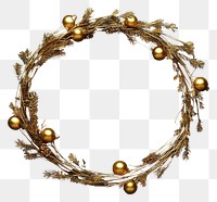 PNG Christmas wreath with golden decorations on a dark green background christmas accessories traditional.