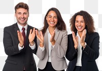 PNG Clapping adult woman white background. 