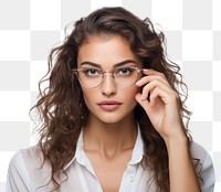 PNG Woman wearing glasses portrait adult photo.