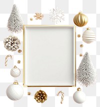 PNG Frame with gold and white Christmas christmas decorations background.