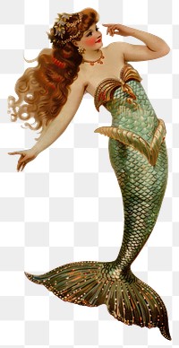 PNG Mermaid art vintage illustration.