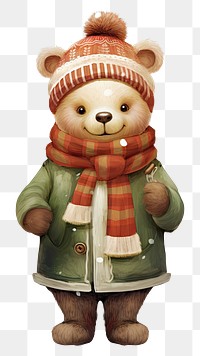 PNG A little cartoon bear snow toy representation. AI generated Image by rawpixel.