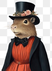 PNG Capibara costumes wearing victorian fashion outfit animal painting human.