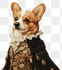 PNG Corgi costumes wearing victorian fashion outfit animal dog pet.