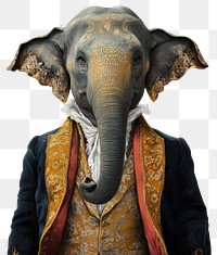 PNG Elephant costumes wearing victorian fashion outfit animal anthropomorphic illustration.