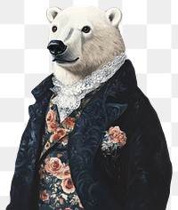 PNG Polar bear costumes wearing victorian fashion outfit animal historical waistcoat.