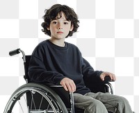 PNG Boy sitting on a wheelchair human child representation.