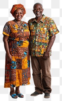 PNG African senior couple clothing photo happy.